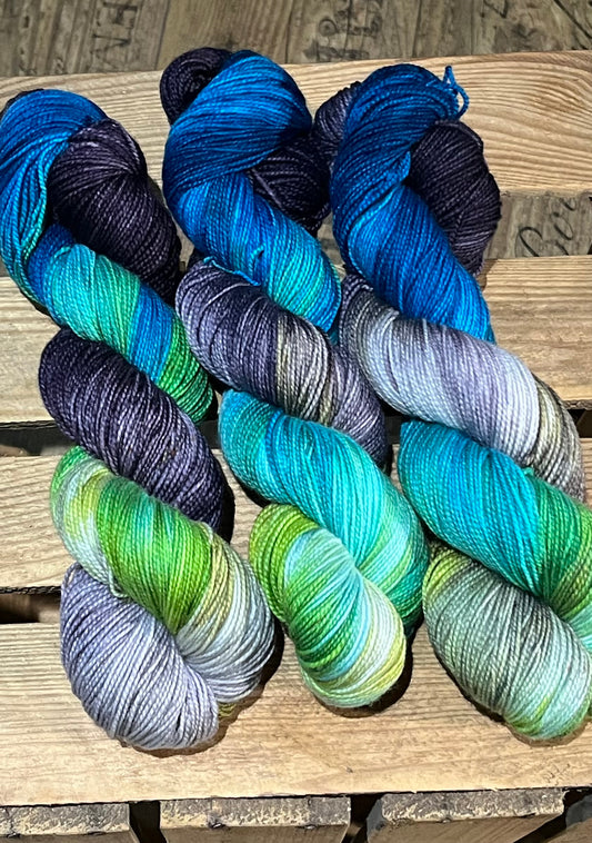Goldrausch Blau Grün Aubergine - 26028